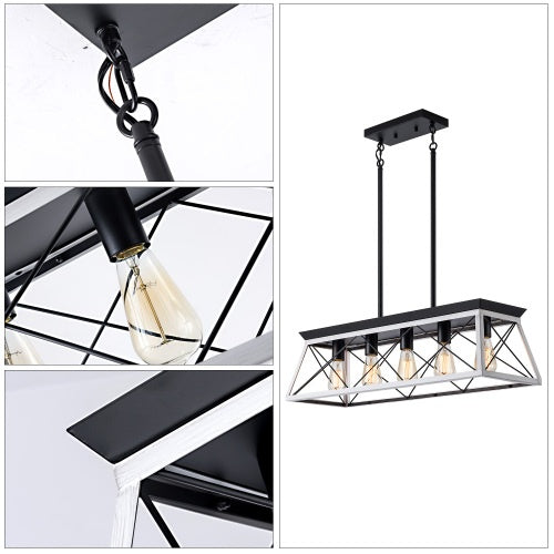 5 Lamps Farmhouse Chandelier Dining Room White - No Bulbs Unavailable Platform- Temu