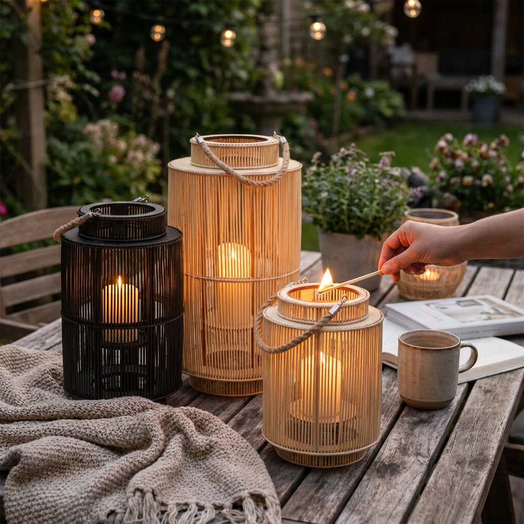 Imitation Bamboo LED Candle Lantern lifestyle