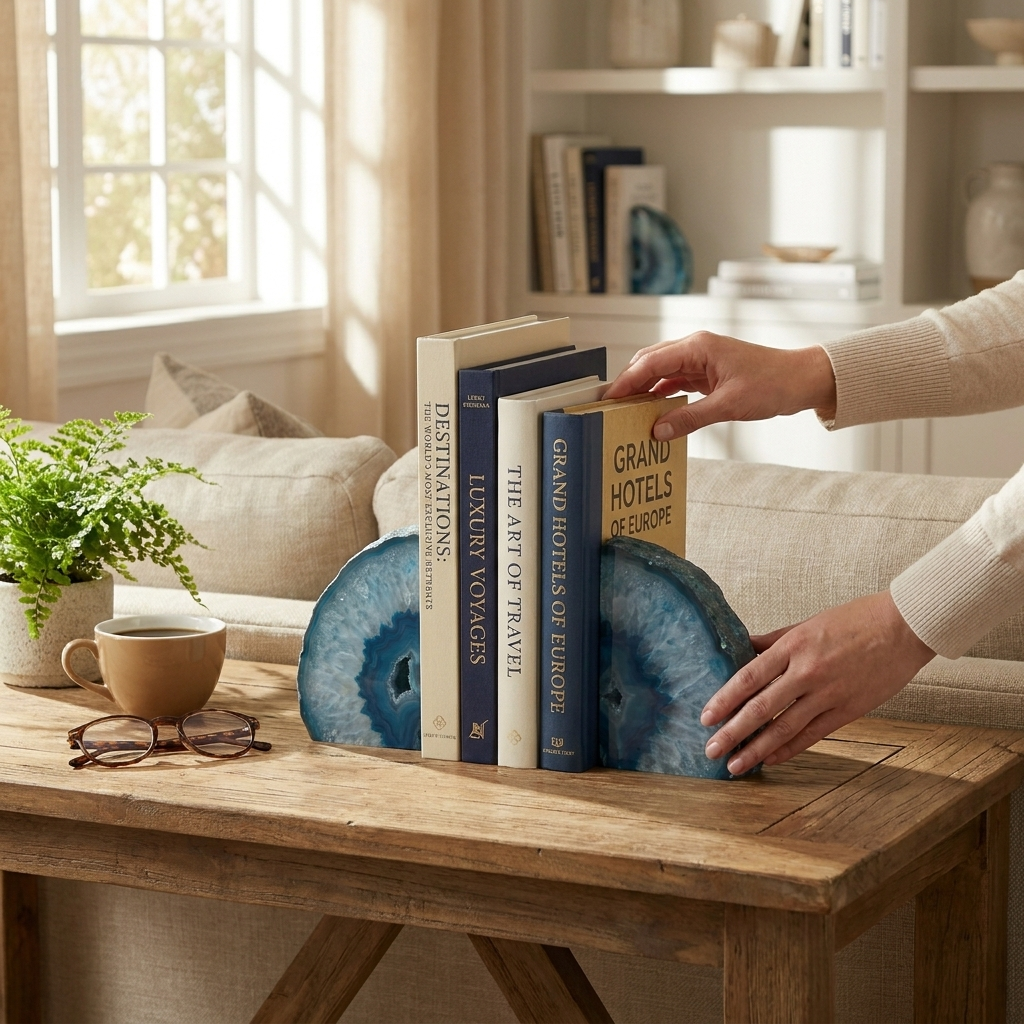Blue Agate Bookend 2-Piece Set lifestyle