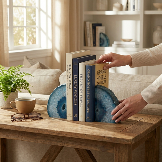 Blue Agate Bookend 2-Piece Set lifestyle