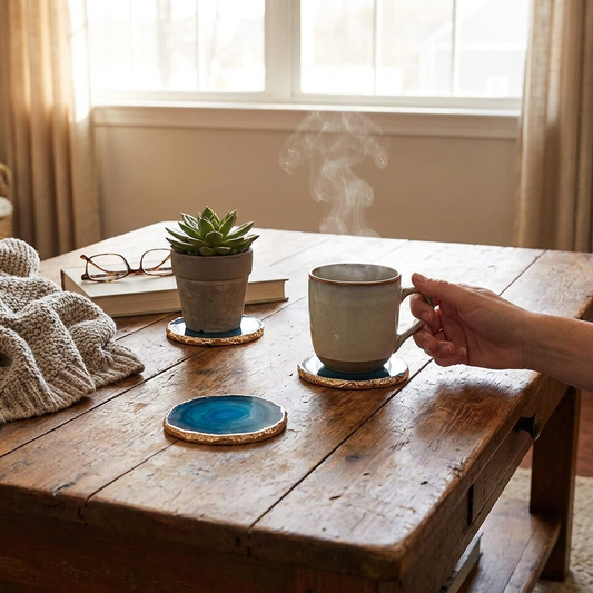 Blue Agate Coaster 2-Piece Set lifestyle