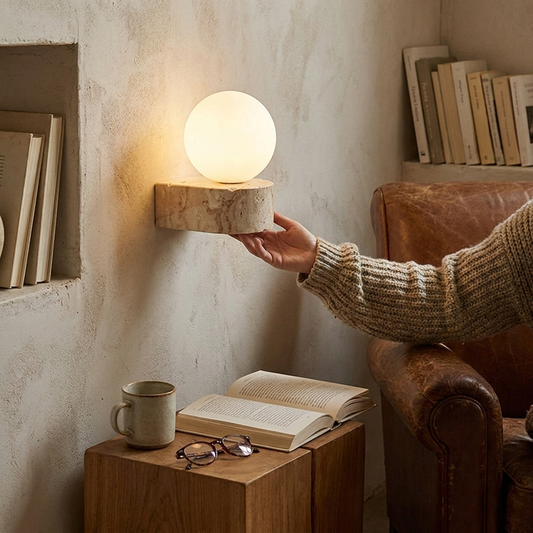Faux Travertine Globe Wall Light lifestyle